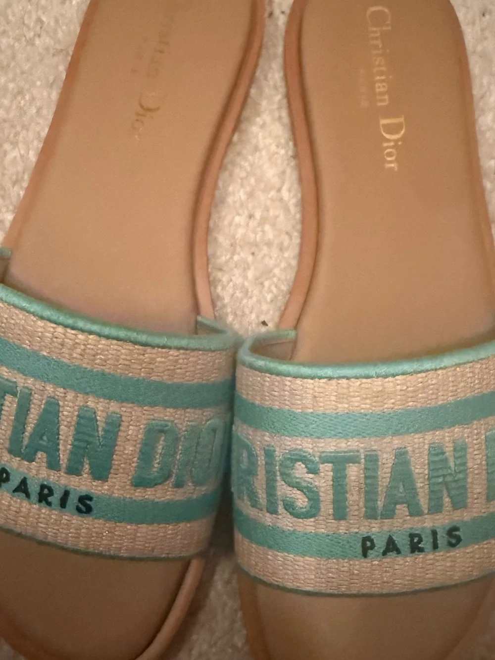 Authentic Christian Dior Aquamarine slides, size 37